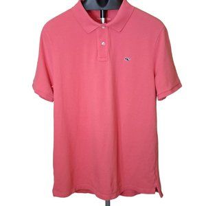 Vineyard Vines Polo Shirt Men's Large Short Sleeve Pink Whale Logo Classic Fit